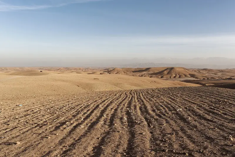 Rolling stony hills of the Agafay Desert near Marrakech