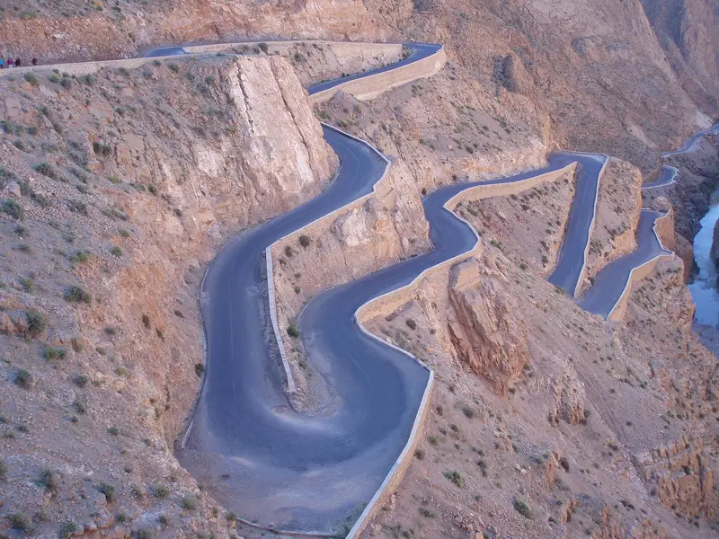 The winding mountain road through the Dades Gorges